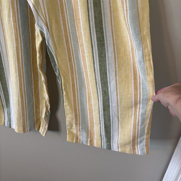 Croft & Barrow NEW Linen Blend Wide Leg Pants Yellow Striped Elastic Waist Sz XL - Picture 3 of 9